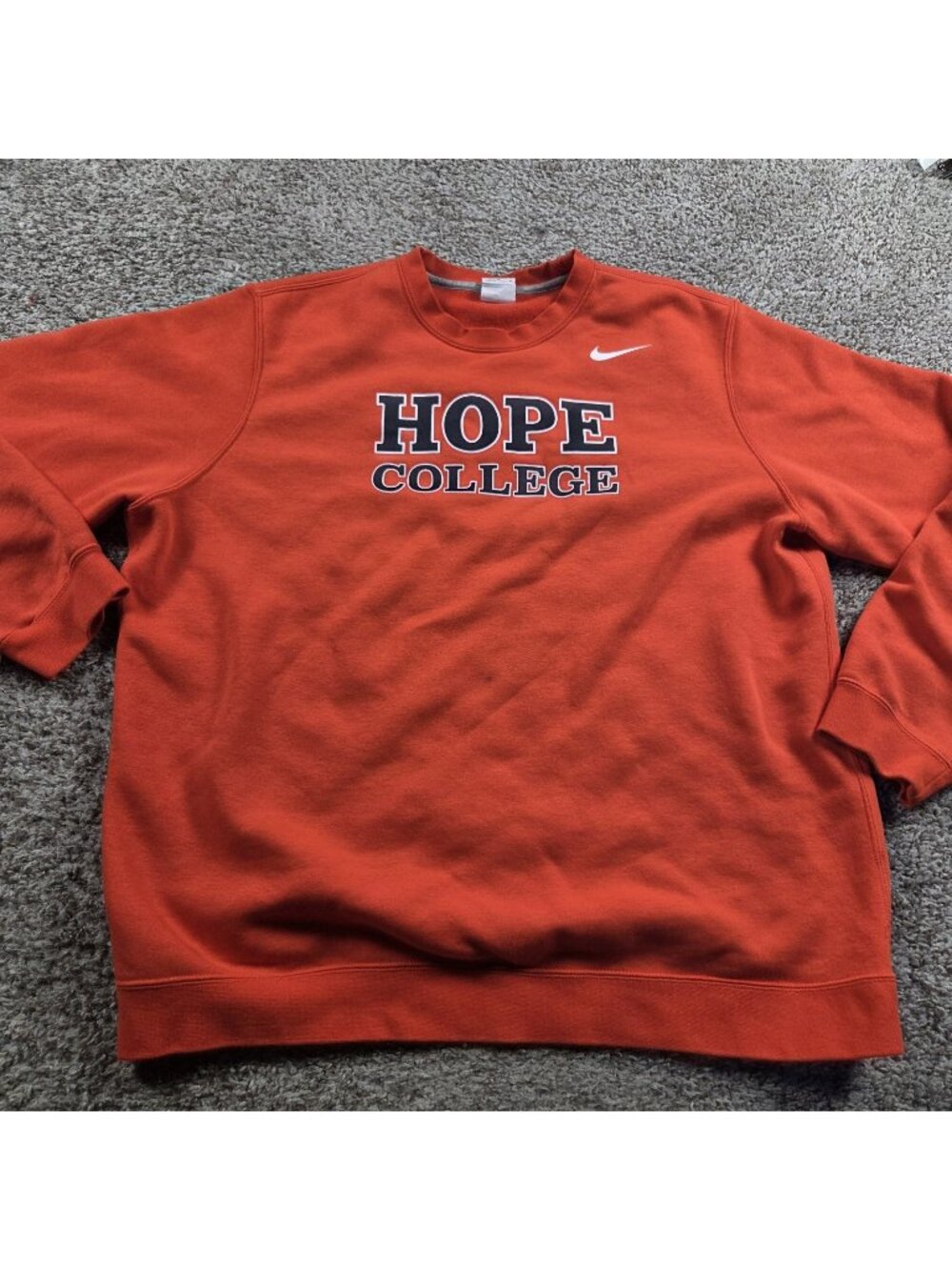 Hope College Nike Crewneck Sweatshirt Adult XL Orange Spellout